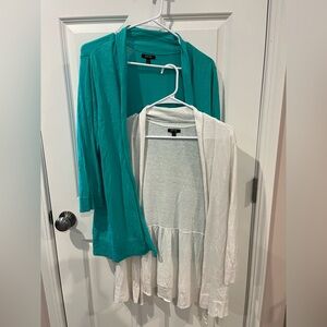Apt. 9 Teal and White Open-Front Cardigans (2)